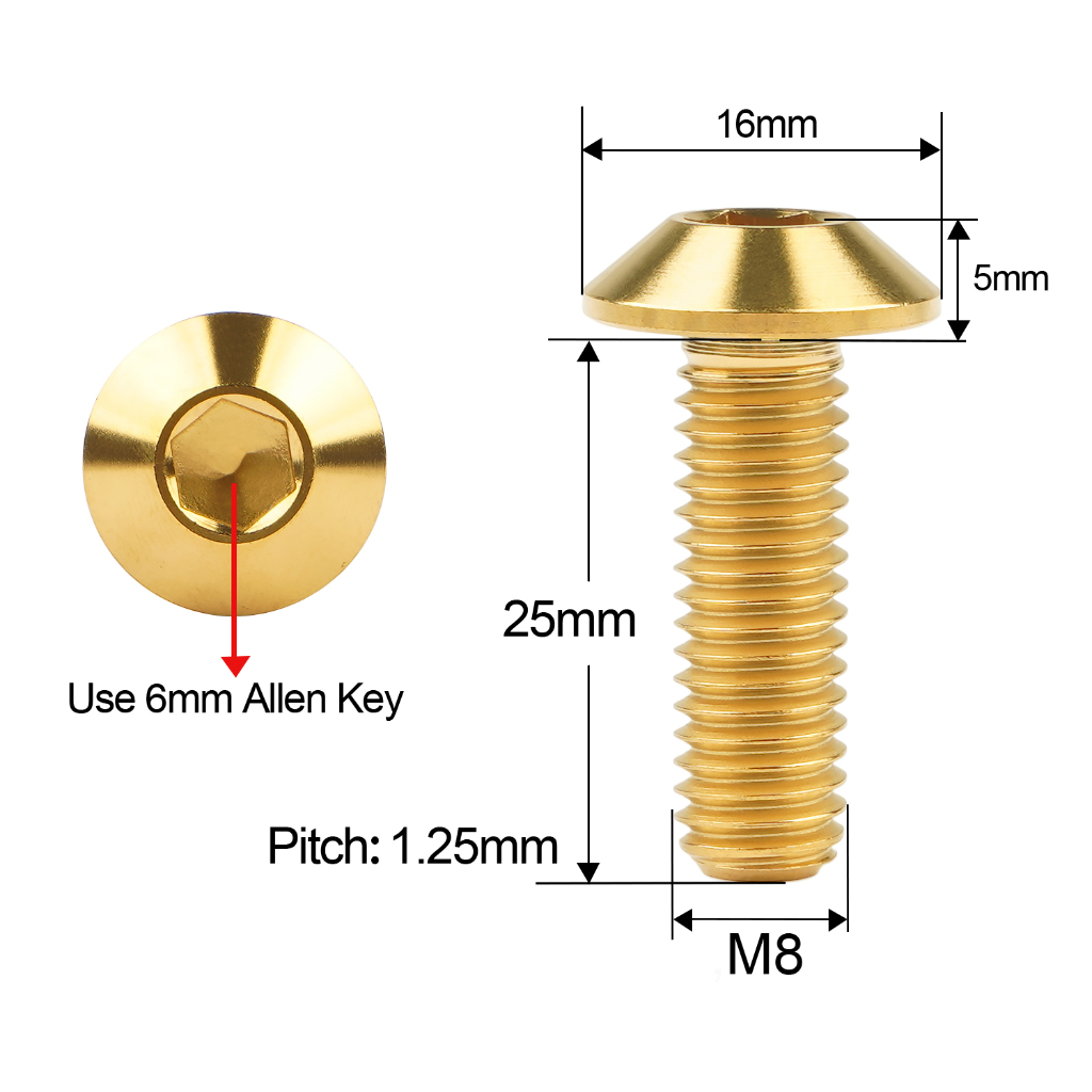 Ốc vít loại M8x25mm bằng chất liệu titan cho xe máy tiện dụng