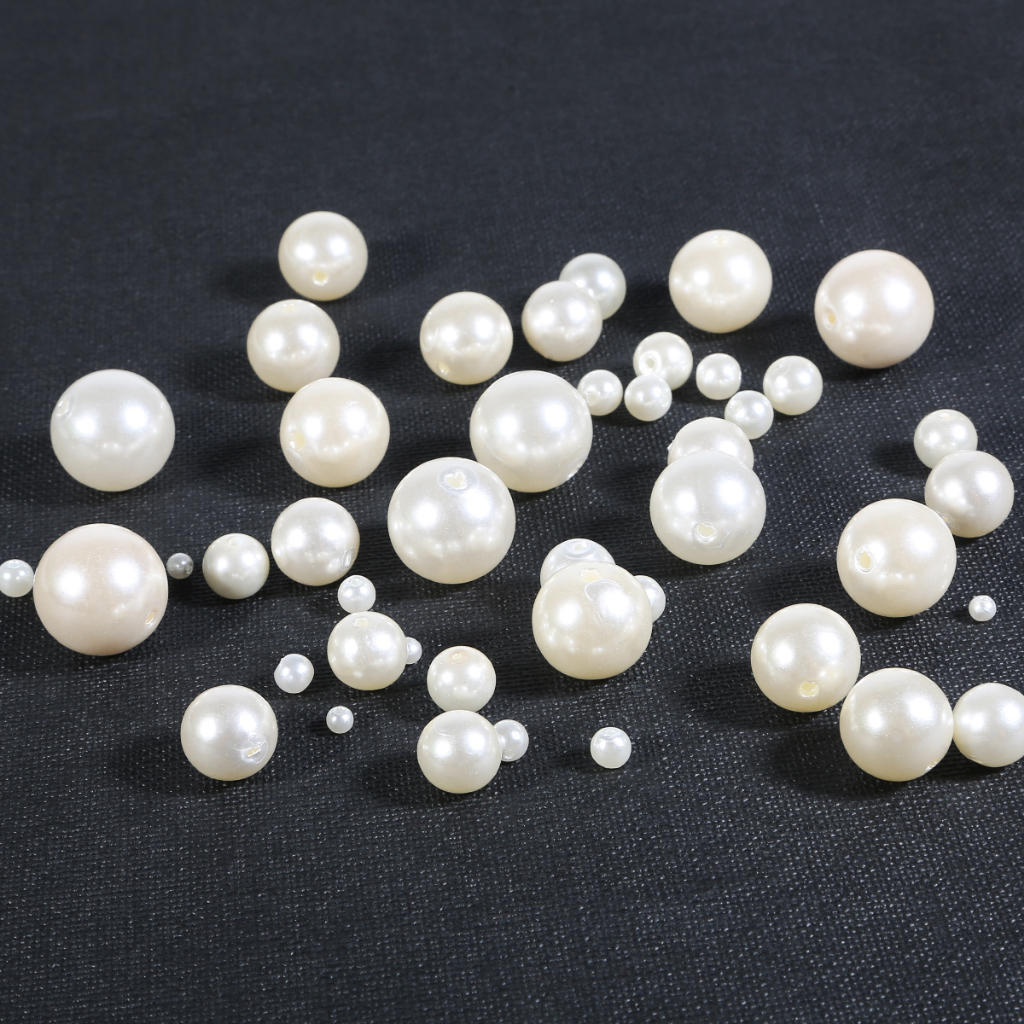 Hạt Ngọc Trai Nhựa Abs Màu Trắng Be 3-20mm Dùng Làm Trang Sức DIY