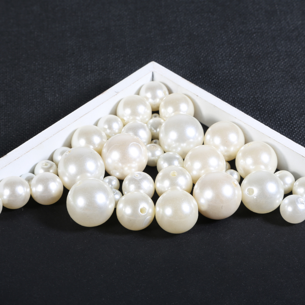 Hạt Ngọc Trai Nhựa Abs Màu Trắng Be 3-20mm Dùng Làm Trang Sức DIY