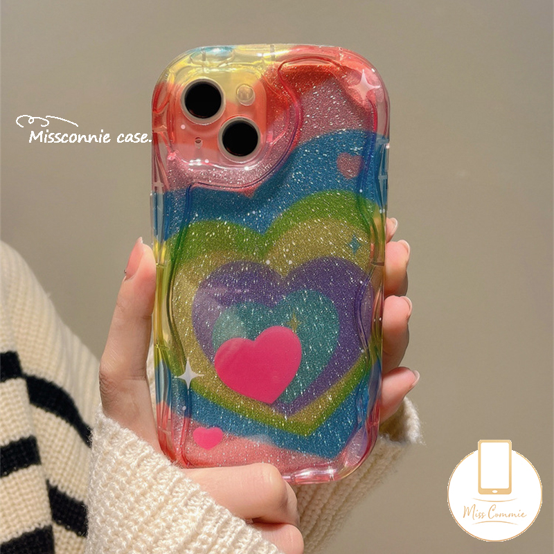 Ốp Điện Thoại Tpu Mềm Trái Tim Màu Hồng Gradient 3D Cho IPhone 11 XR 7 8 6s 6 Plus 13 11 12 14 Pro Max X XS Max SE 2020