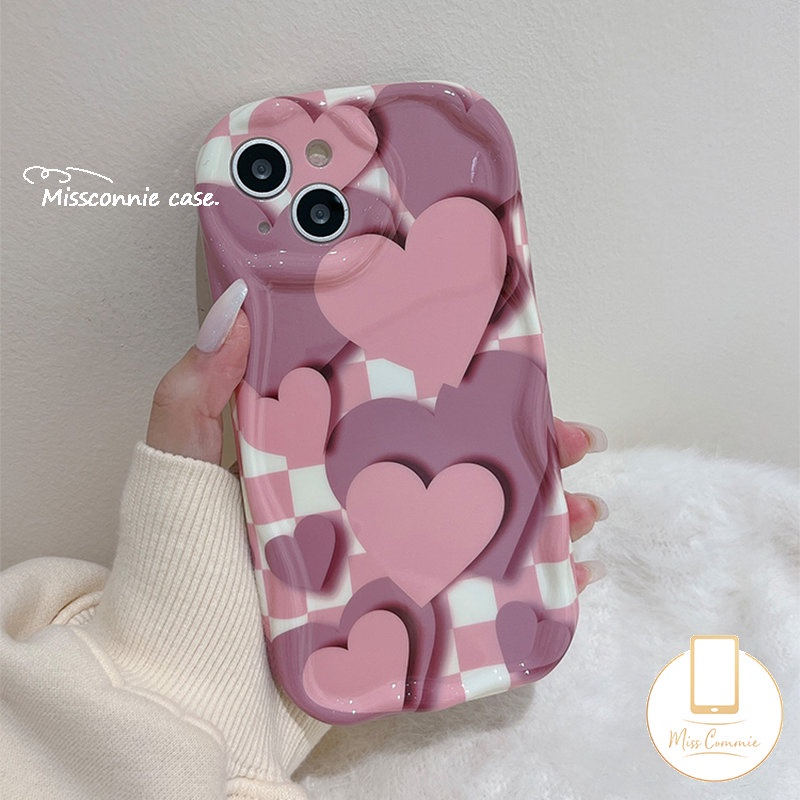 Ốp Điện Thoại Tpu Mềm Trái Tim Màu Hồng Gradient 3D Cho IPhone 11 XR 7 8 6s 6 Plus 13 11 12 14 Pro Max X XS Max SE 2020