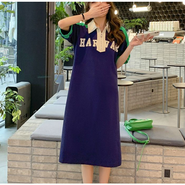 Đầm Thun polo Dáng Dài Phong Cách Hàn Quốc Thời Trang Mùa Hè Xinh Xắn Cho Nữ