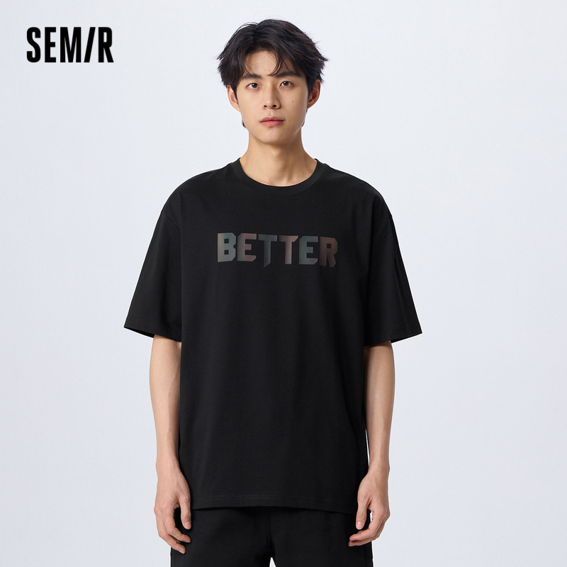 Semir Áo Thun Tay Ngắn Dáng Rộng In Chữ Đơn Giản Chống Ẩm Thời Trang Mùa Hè 2023 Mới Cho Cặp Đôi