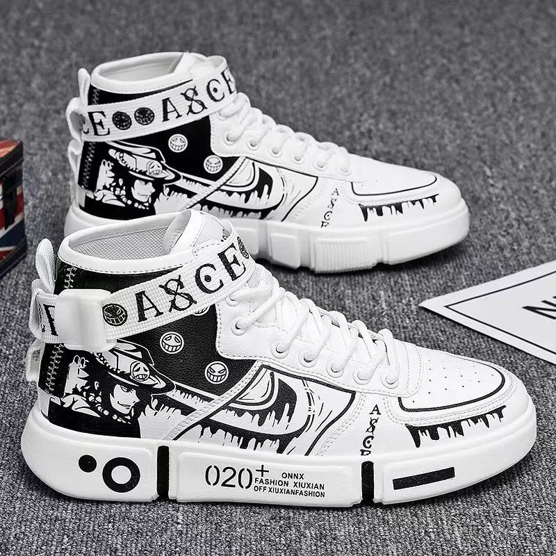 Giày Sneaker Cổ Cao In Hình One Piece Độc Đáo