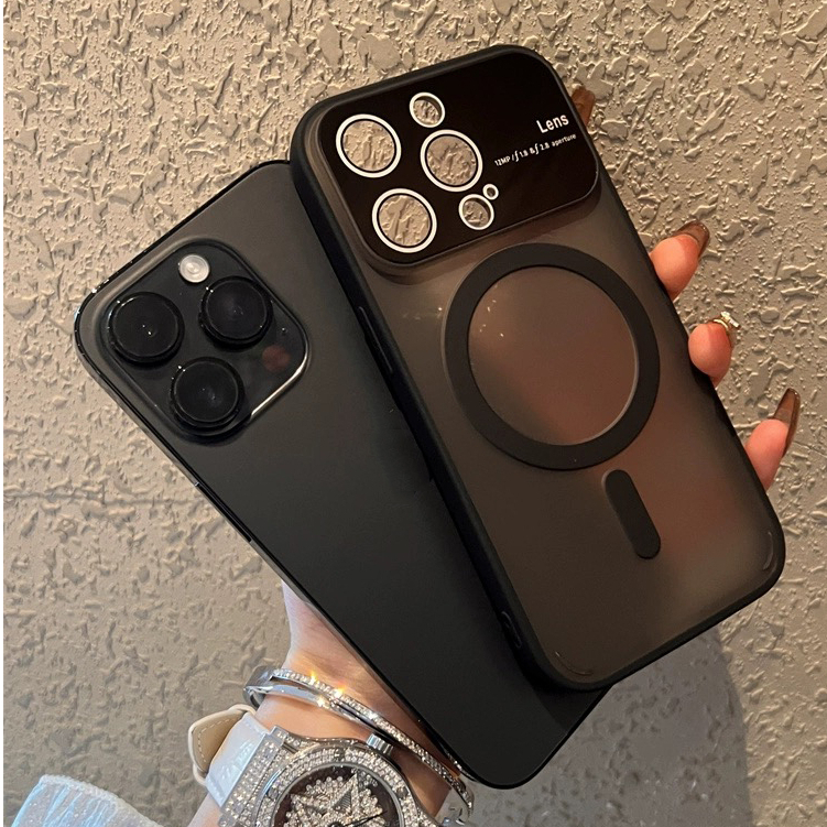 Ốp Điện Thoại acrylic Cứng Mặt Nhám Màu Đen Cho compatible for Iphone 11 12 13 14 pro max