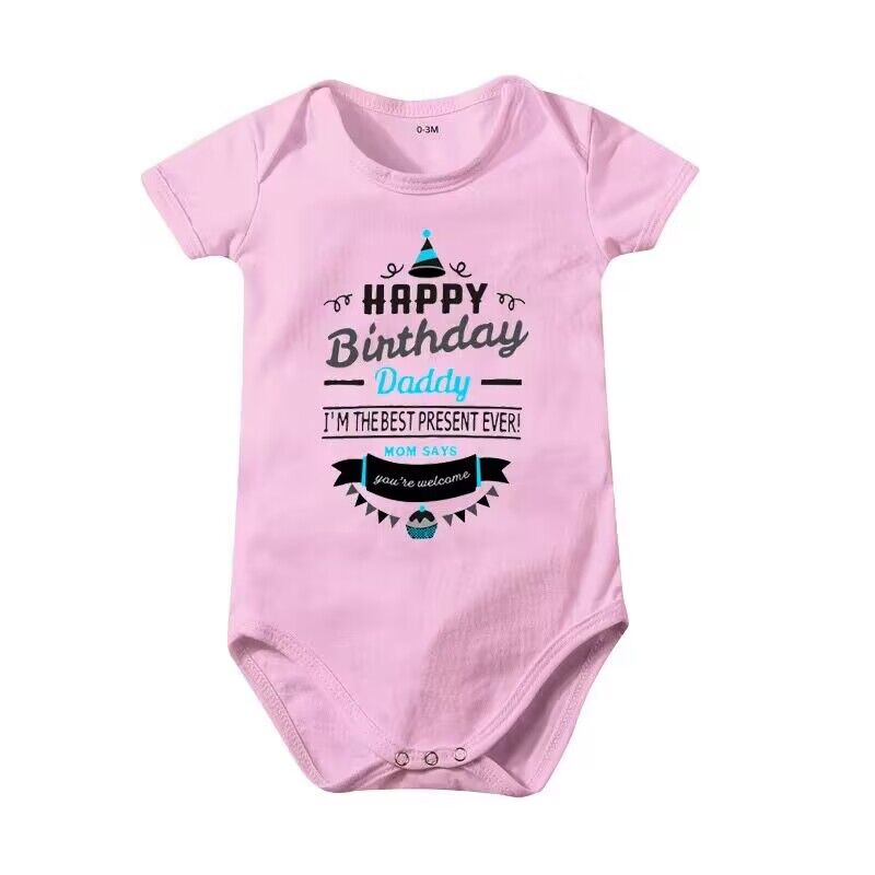 Áo Liền Quần Tay Ngắn In Chữ Happy Birthday Daddy Dễ Thương Thời Trang Mùa Hè Cho Bé Sơ Sinh Từ 0-24 Tuổi