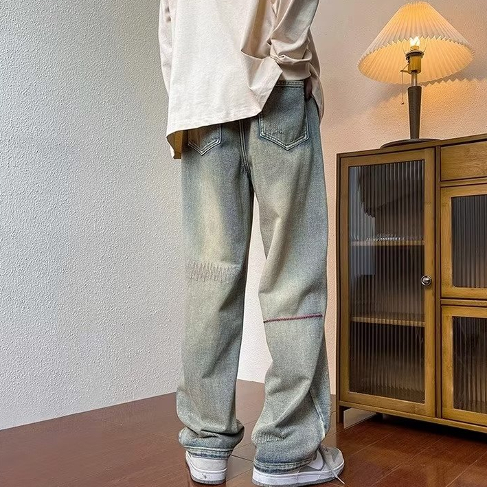 Quần Jean Dài Dáng Suông Rộng Phong Cách retro Mỹ Thời Trang Mùa Hè Cho Nam Size s-3xl 2023