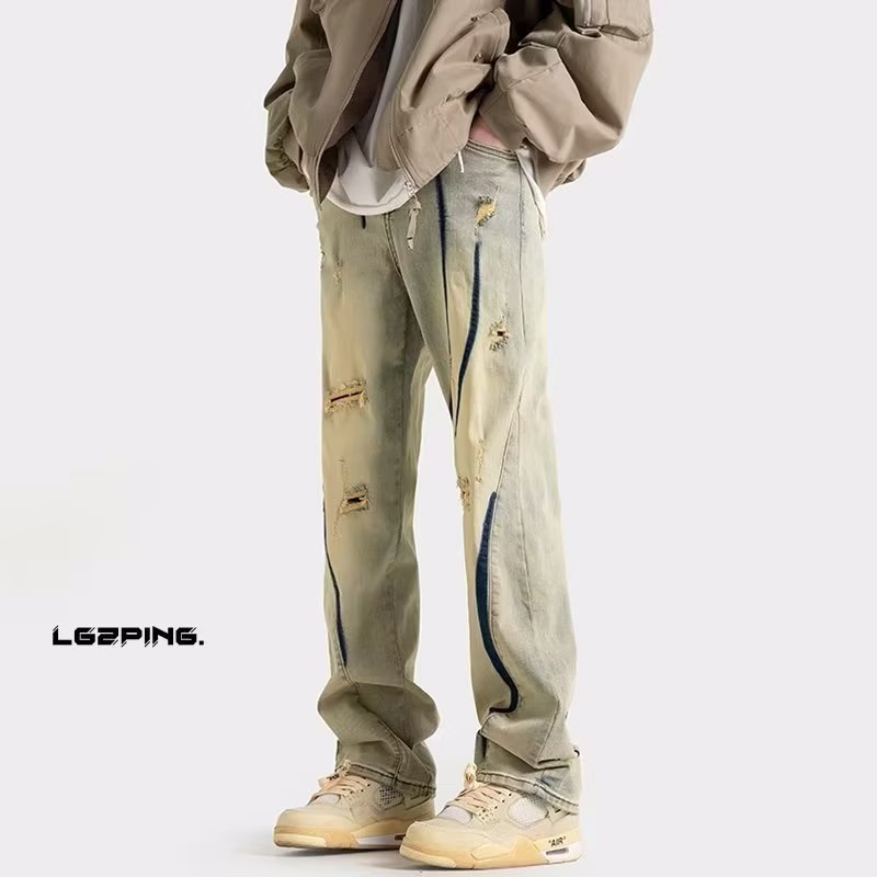Quần Jean Dài Dáng Suông Rộng Có Khóa Kéo Cho Nam BOSYHOME