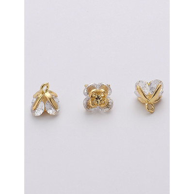 Beadia Mặt Vòng cổ Mạ Vàng 14k Hình Hoa Hồng Đính Hạt Đá zircon Cỡ Nhỏ Dễ Thương Thời Trang DIY