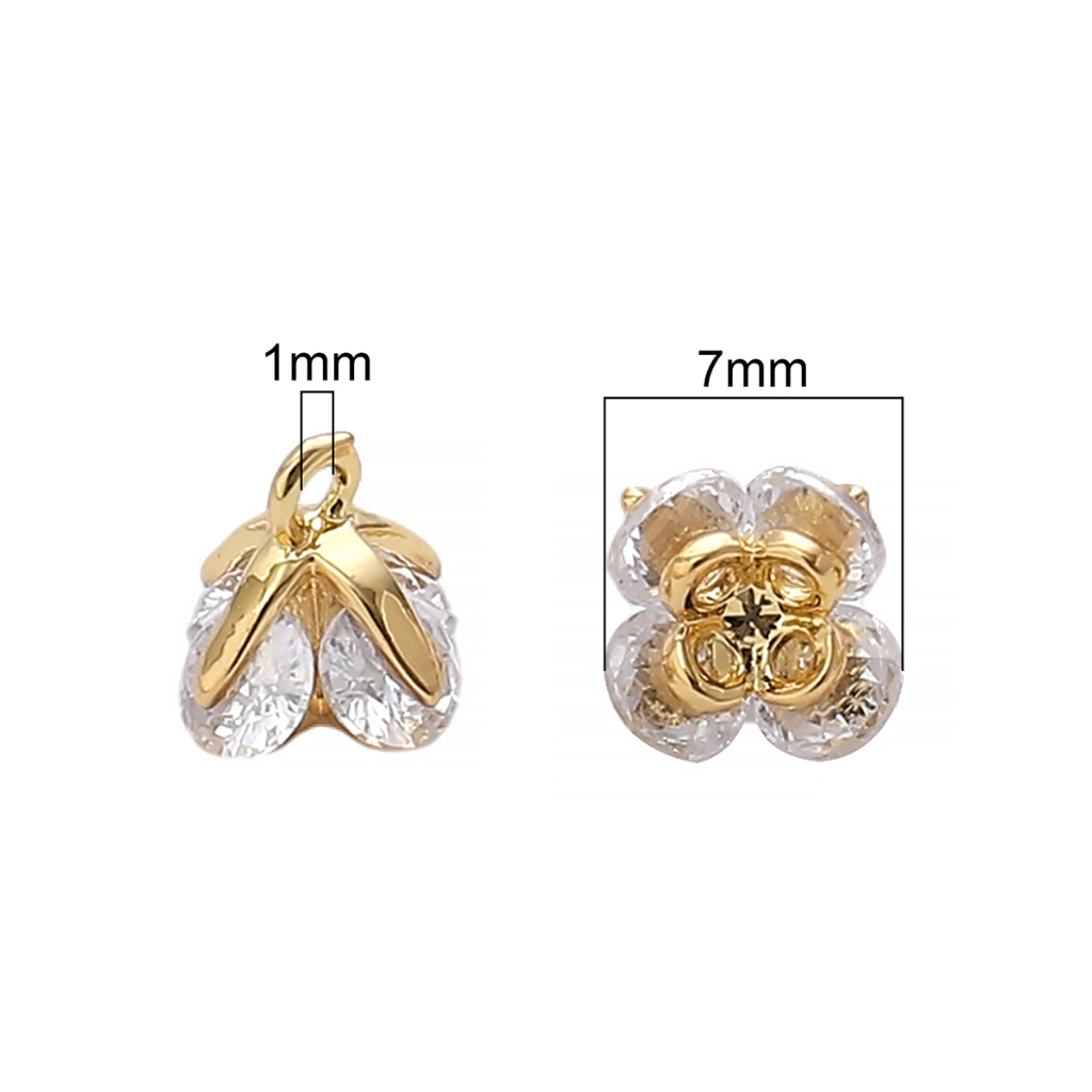 Beadia Mặt Vòng cổ Mạ Vàng 14k Hình Hoa Hồng Đính Hạt Đá zircon Cỡ Nhỏ Dễ Thương Thời Trang DIY