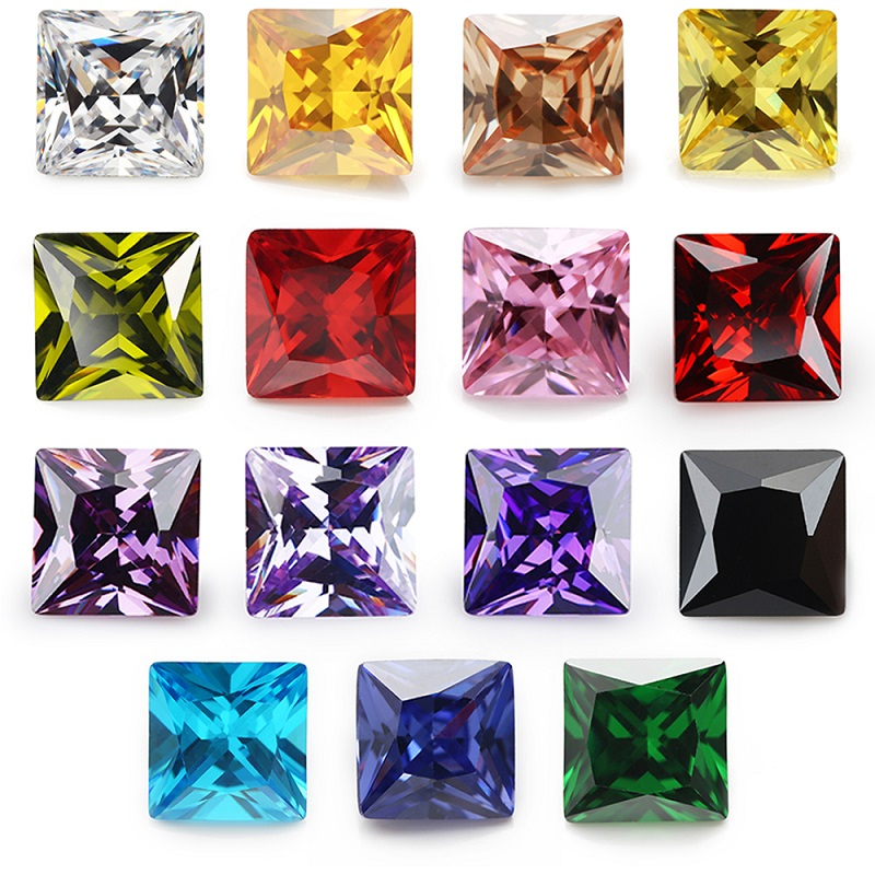 Đá Pha Lê Vuông 15 Màu Kích Thước 4x4~10x10mm 5A