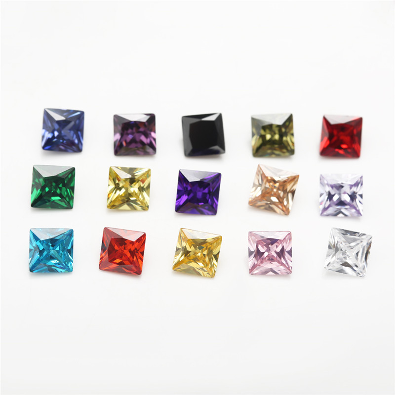 Đá Pha Lê Vuông 15 Màu Kích Thước 4x4~10x10mm 5A