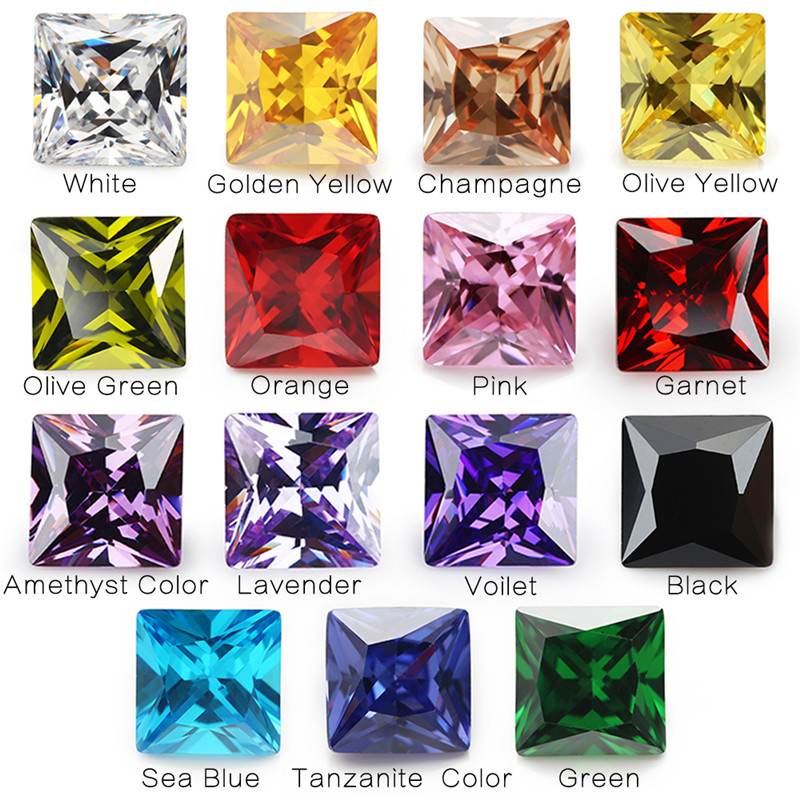 Đá Pha Lê Vuông 15 Màu Kích Thước 4x4~10x10mm 5A