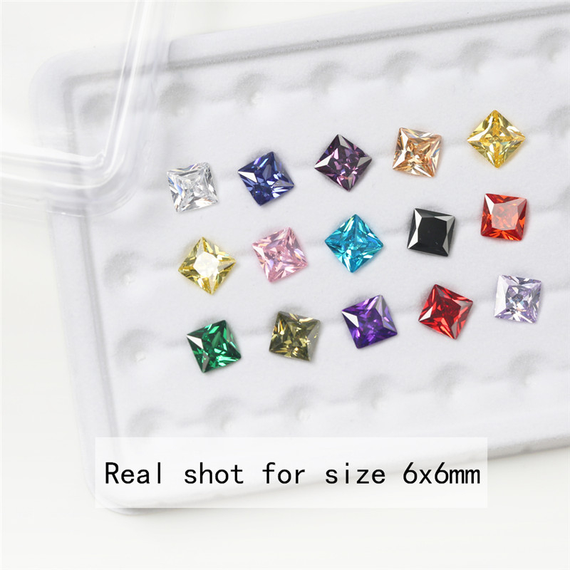 Đá Pha Lê Vuông 15 Màu Kích Thước 4x4~10x10mm 5A