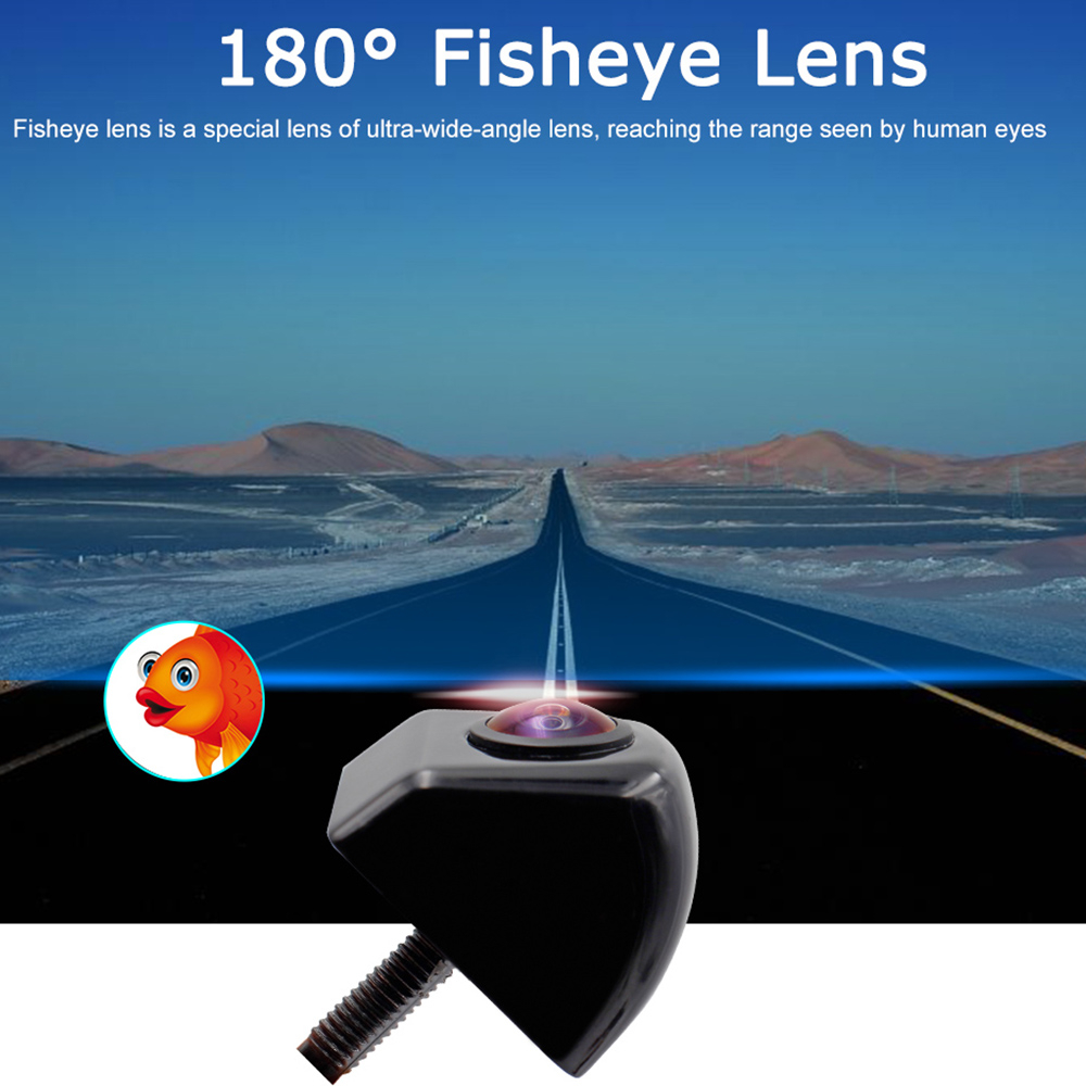 Ccd HD 180 Độ Ống Kính Mắt Cá Camera Ô Tô Phía Sau / Phía Trước Góc Rộng Kim Loại Màu Đen Đảo Chiều Camera Dự Phòng Tầm Nhìn Ban Đêm 12V