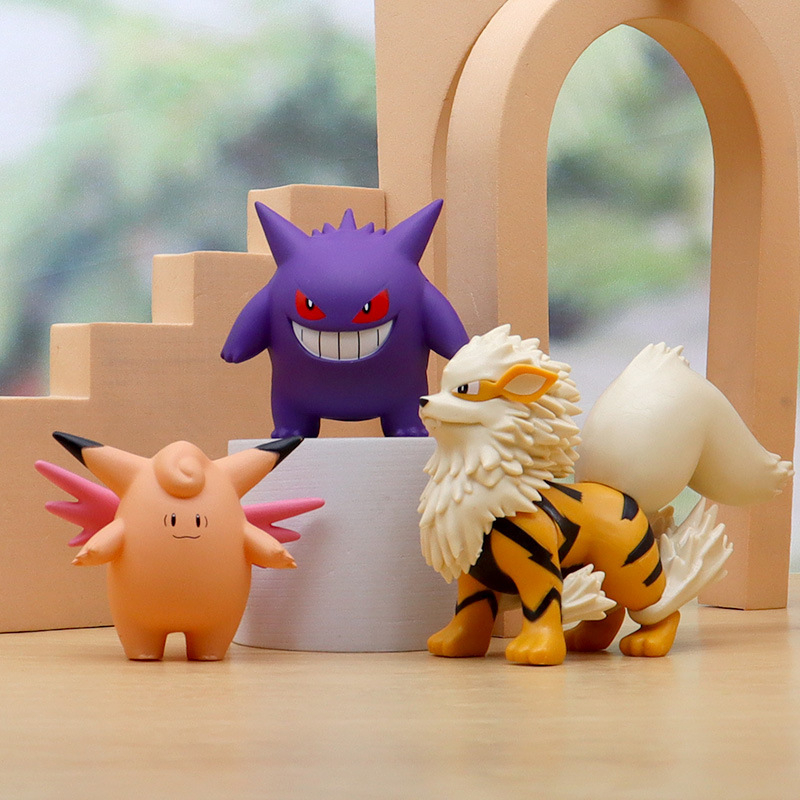 Bộ 8 Mô Hình Nhân Vật Tro Ketchum Gengar Arcanine Pikachu Charmander Gary Oak Trang Trí Bánh Kem