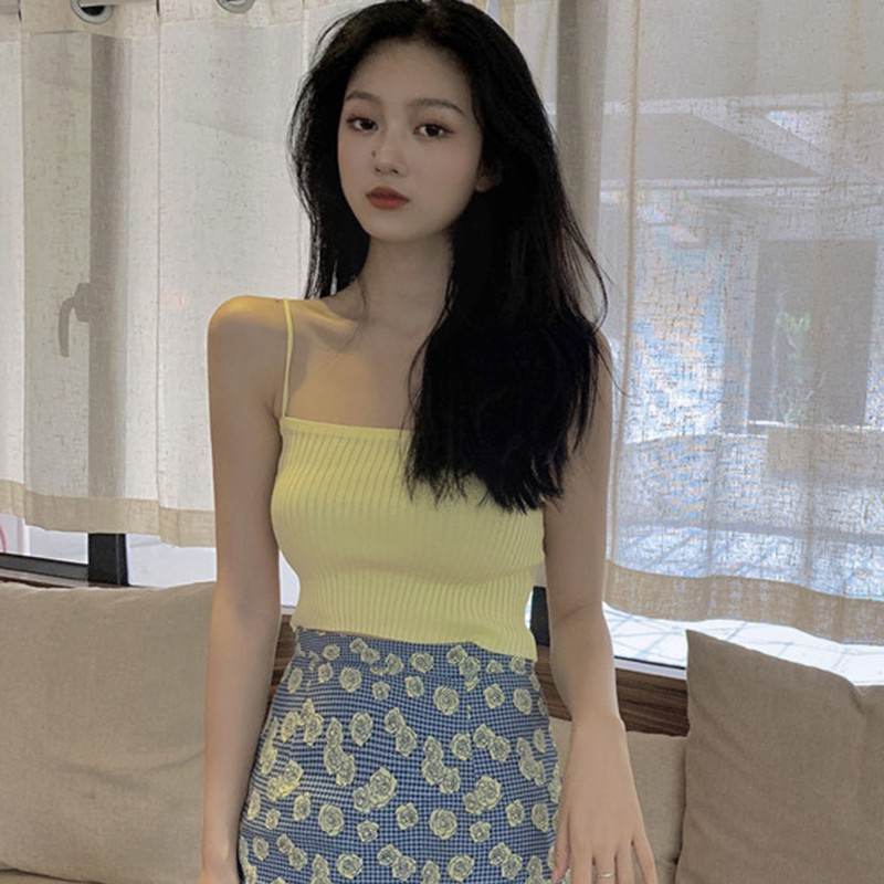 LANJIEXI Bộ trang phục hai mảnh gồm áo hai dây và áo khoác cardigan tay dài dệt kim màu trơn gợi cảm dành cho bạn nữ