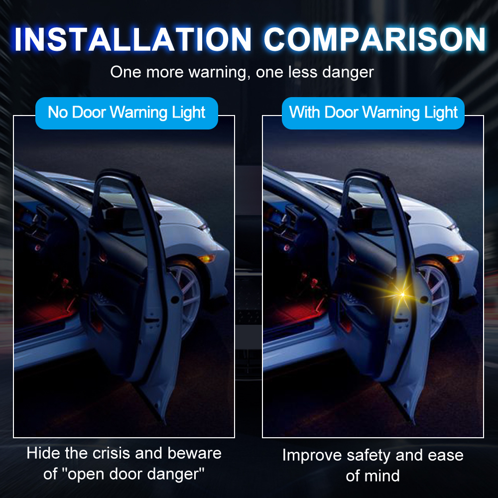 Đèn LED Cảnh Báo Điều Khiển Từ Xa Gắn Cửa Xe Hơi Chống Va Chạm