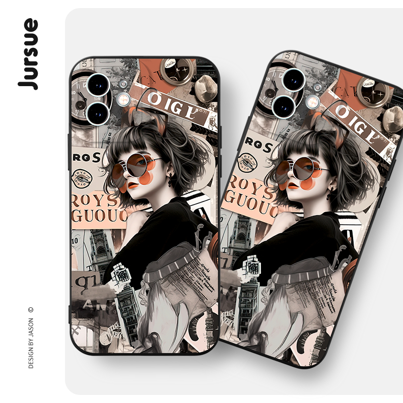 Ốp lưng JURSUE độc lạ ngầu dẻo vintage Cho iPhone 15 14 13 12 11 Pro Max SE 2020 X XR XS 8 7 ip 6S 6 Plus XYH1909