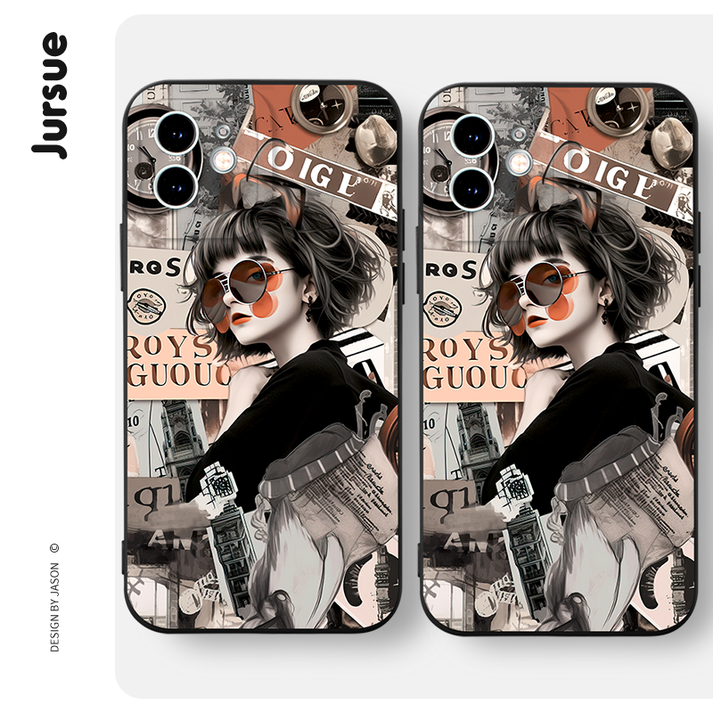 Ốp lưng JURSUE độc lạ ngầu dẻo vintage Cho iPhone 15 14 13 12 11 Pro Max SE 2020 X XR XS 8 7 ip 6S 6 Plus XYH1909
