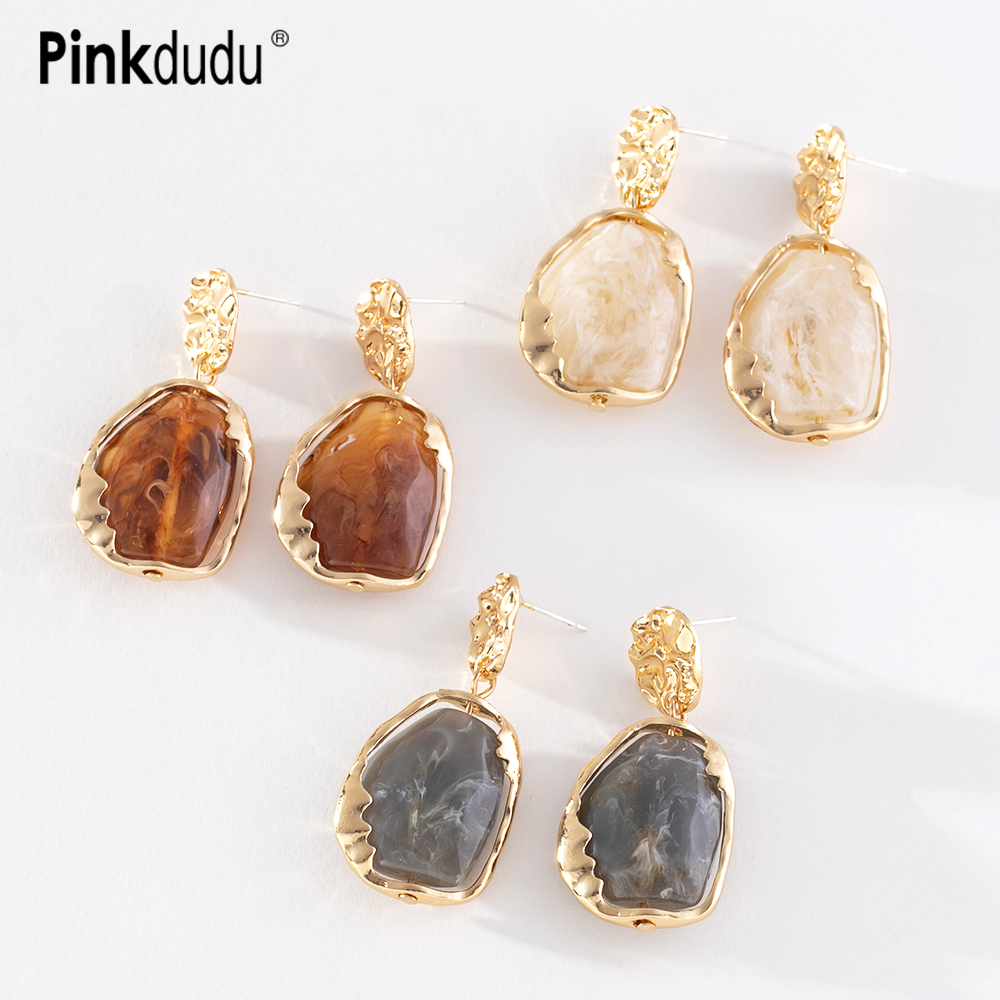 Bông Tai Ba Màu Sắc Bằng Hợp Kim Resin Phong Cách Retro Pháp Dành Cho Nữ PD1291