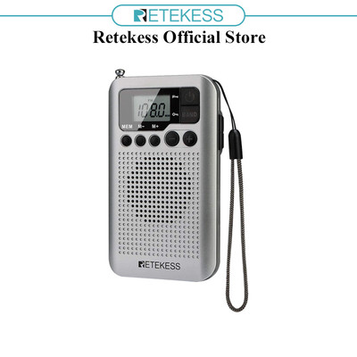 Đài phát thanh di động Retekess Tr106 Fm Am với chức năng hiển thị Lcd có thể điều chỉnh kỹ thuật số Jack và chức năng đồng hồ cho túi đi Túi khẩn cấp