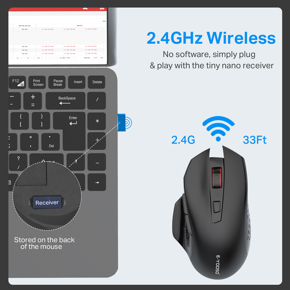 Chuột Quang Chơi Game Không Dây E-YOOSO X-26 USB 2.4G 4800 DPI 5 Nút Bấm Chuyên Dụng