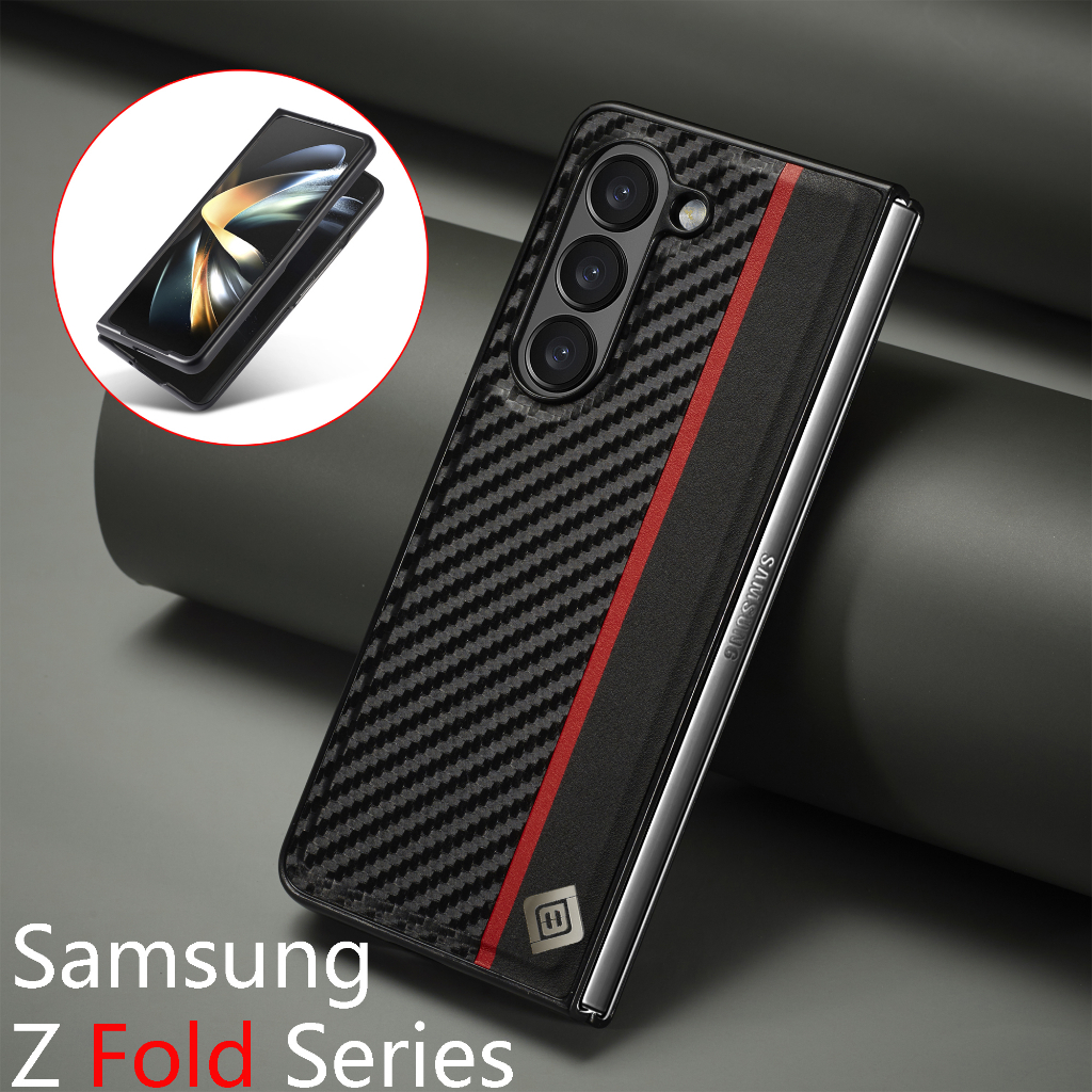 Ốp Điện Thoại Da Nhám Phối Sợi Carbon Chống Sốc Cho Samsung Galaxy Z Fold 5 5G SS Z Fold 4 Fold 3 Z Fold 3 / 4 / 5
