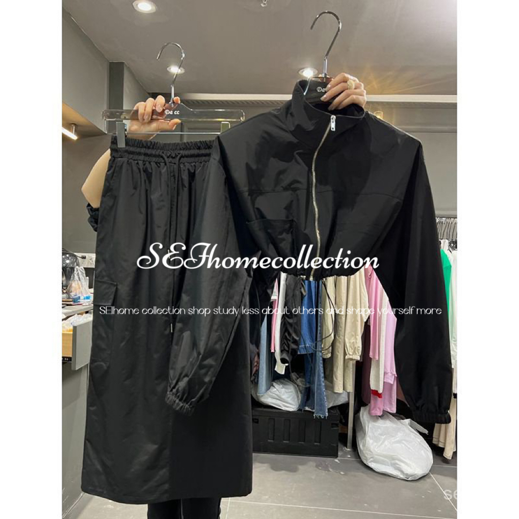Sunscreen sports suit for hot girls women's spring high waist drawstring coat skirt short skirt casual two-piece suit