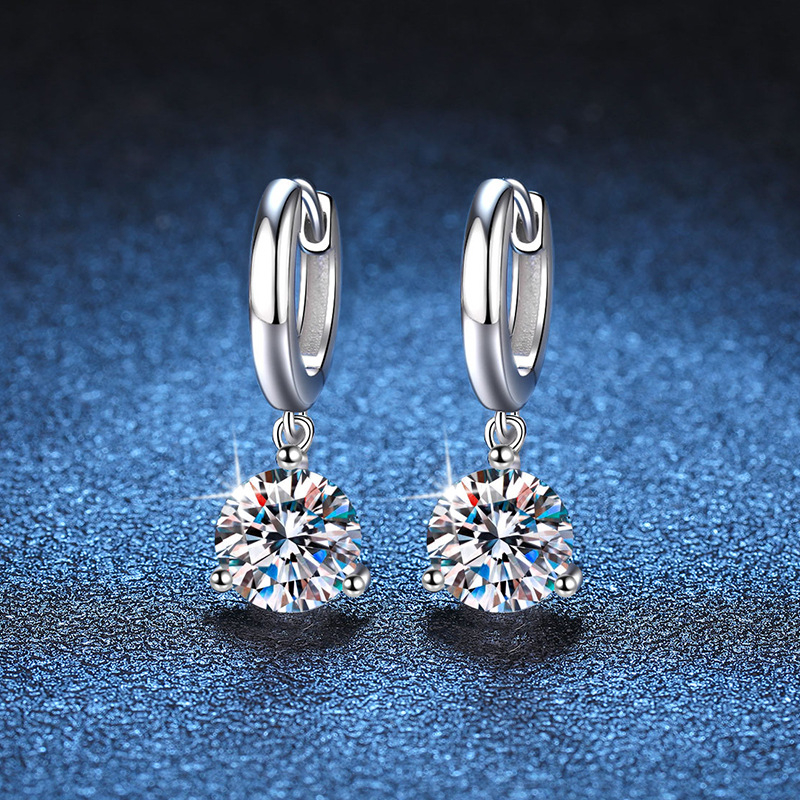 Kim Cương Nhân Tạo Moissanite Bông tai bạc s925 Bông tai bạc Nữ Bông tai tuyết hoa mạc tang khoan D màu (5mm) 50 điểm có thể vượt qua bút kim cương, hộp đựng với giấy chứng nhận giám định