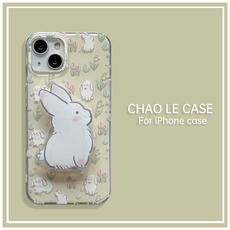 Ốp điện thoại chân đế thỏ chống sốc cho iPhone 14 Pro Max 13 Pro Vỏ cứng bên mềm iPhone 12 Pro Max 11 ốp lưng điện thoại màu vàng dễ thương