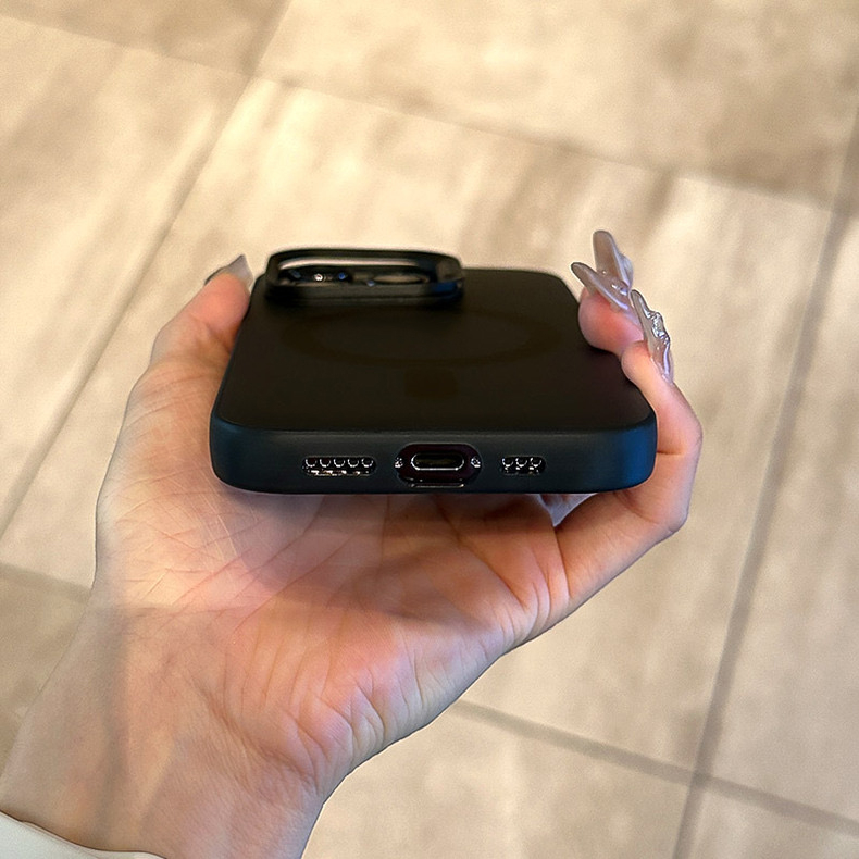 Ốp Điện Thoại acrylic Cứng Mặt Nhám Màu Đen Cho iphone 13 14 15 pro max