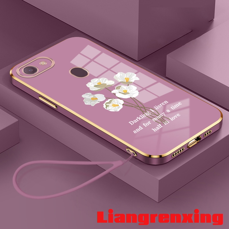ốp lưng Ốp Điện Thoại Silicon Mềm Chống Sốc Mạ Điện Họa Tiết Hoa DDBH01 Cho OPPO F5 OPPO F7 viền vuông cute