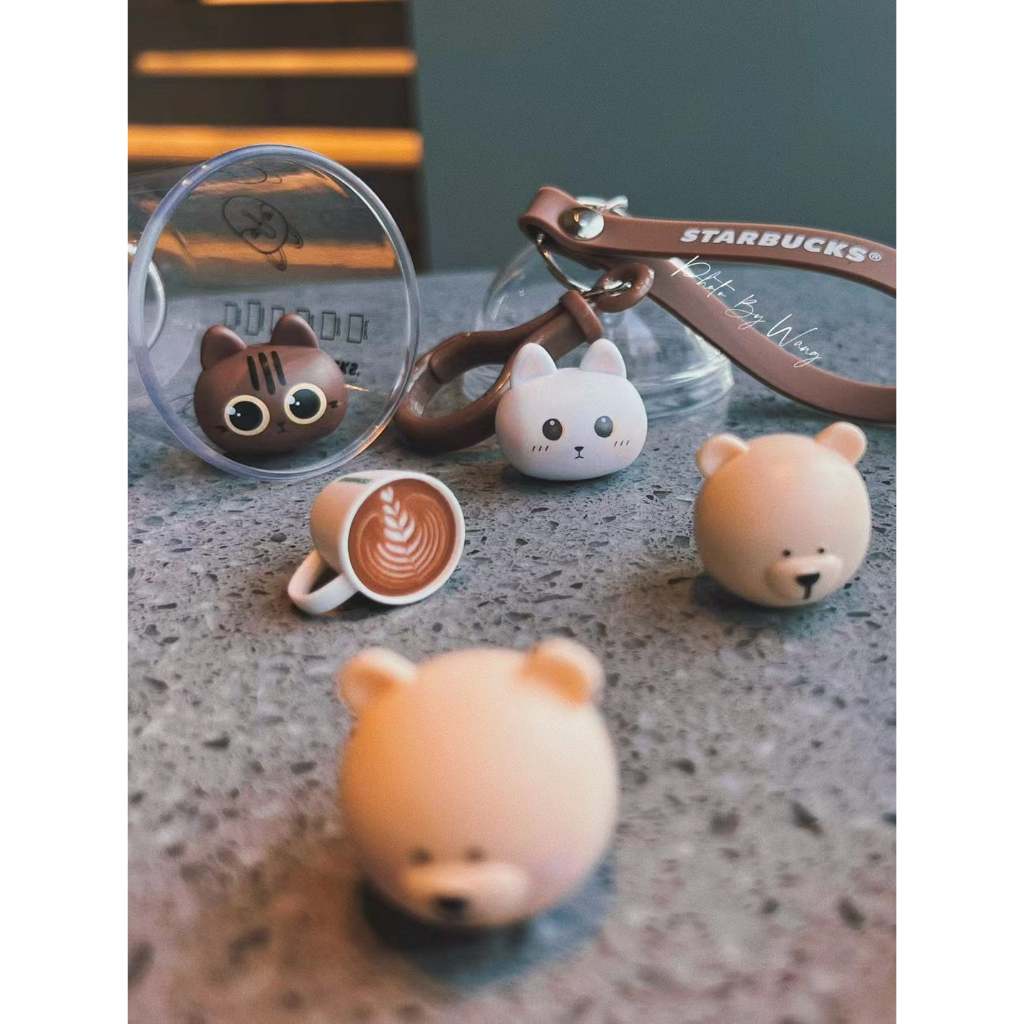 Móc khóa hoạt hình bộ móc khóa gấu dễ thương starbucks móc khóa quà tặng cặp đôi