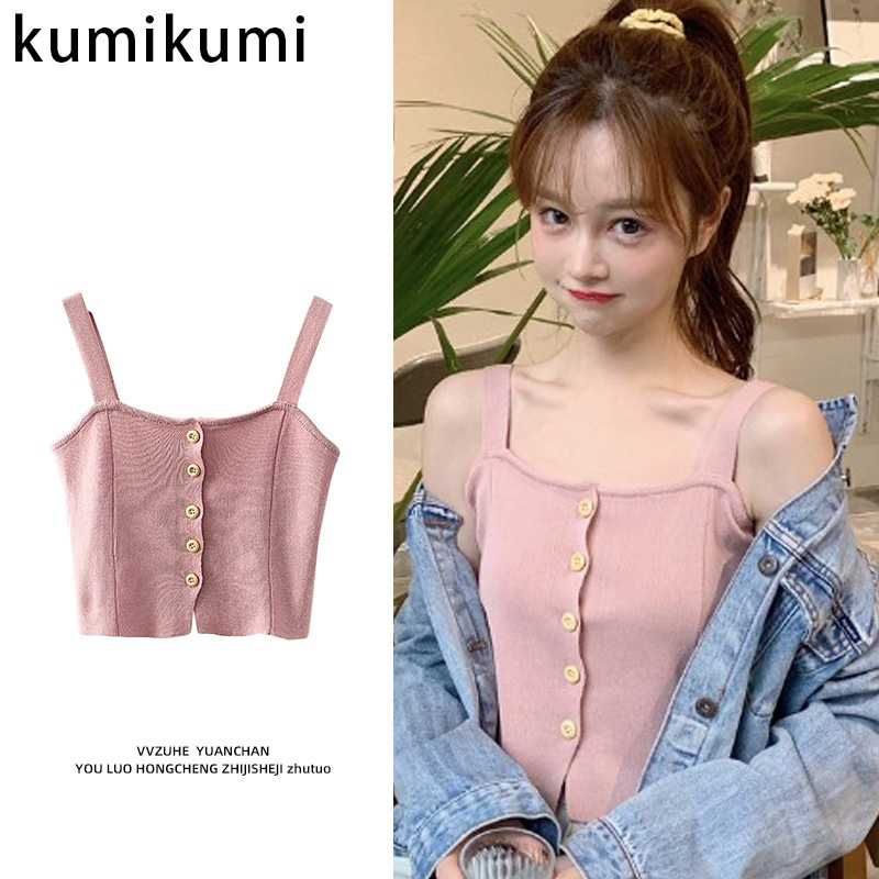 Kumikumi Áo Tank Top Dây Chéo Lưng Gợi Cảm Dành Cho Nữ