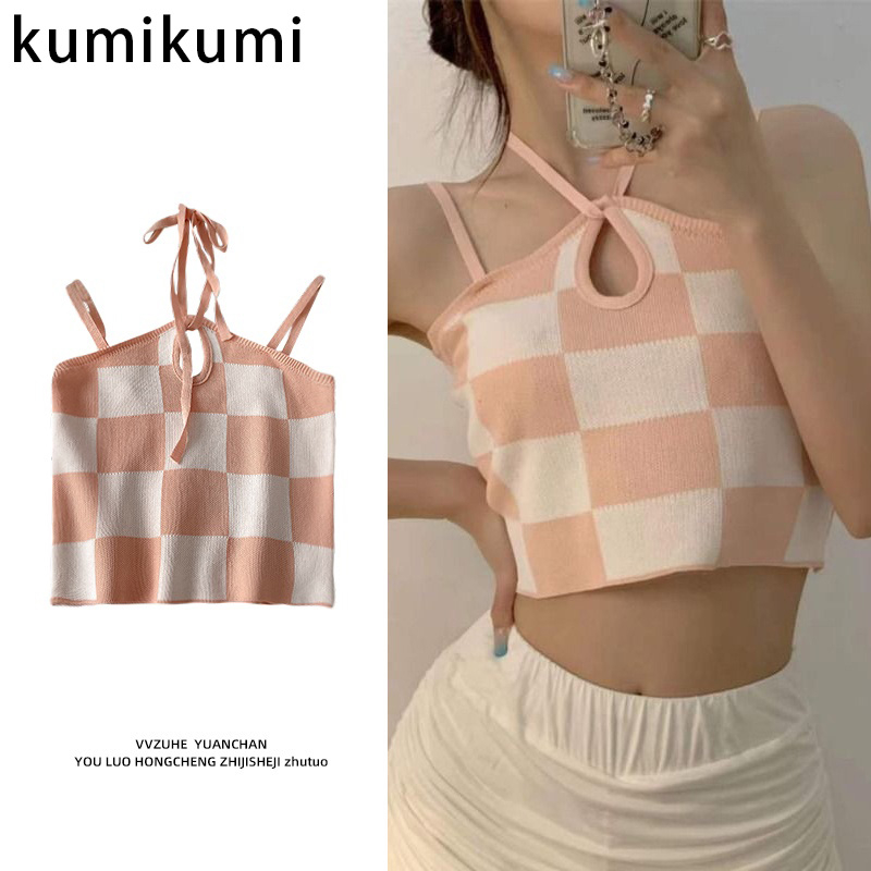 Kumikumi Áo Tank Top Dây Chéo Lưng Gợi Cảm Dành Cho Nữ