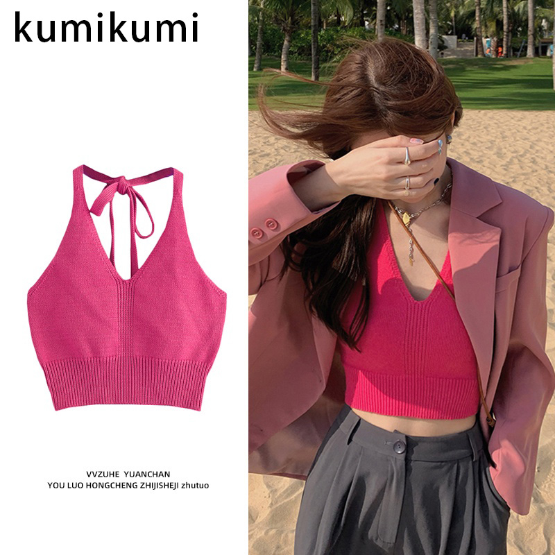 Kumikumi Áo Tank Top Dây Chéo Lưng Gợi Cảm Dành Cho Nữ