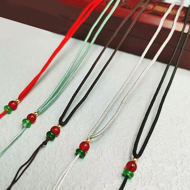 Vòng cổ Mặt Ngọc Bích Màu Vàng / Xanh Lá Có Thể Điều Chỉnh Độ Dài Dành Cho Nam Và Nữ