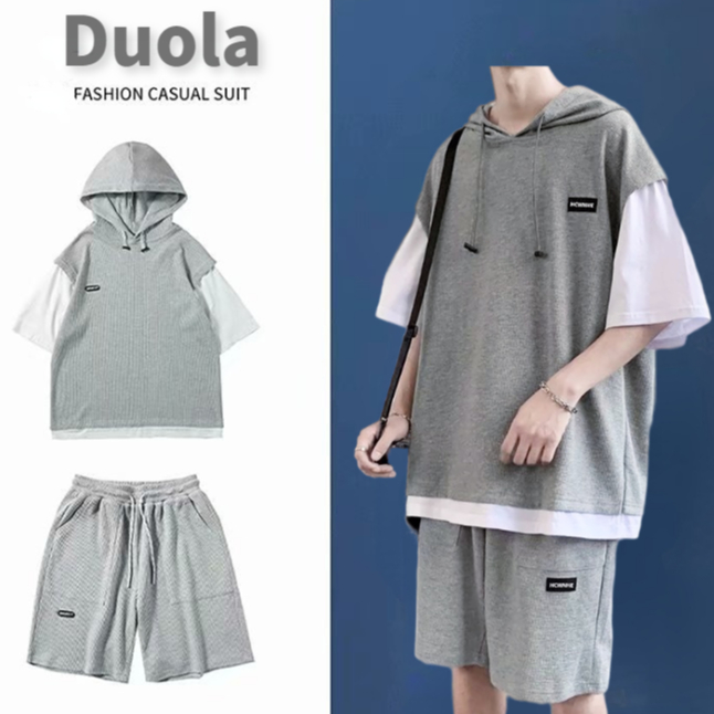 【M-5XL】Set đồ Nam Fashion Cotton Simple Unisex Mùa Hè Trang Chủ Mũ Trùm đầu áo Rộng Thùng Thình Mềm Mại Tiện Nghi Trang Chủ Chất Lượng Cao Thiết Kế đám đông Nhỏ Không Dễ đụng Vào áo Tình Nhân Tương Tự