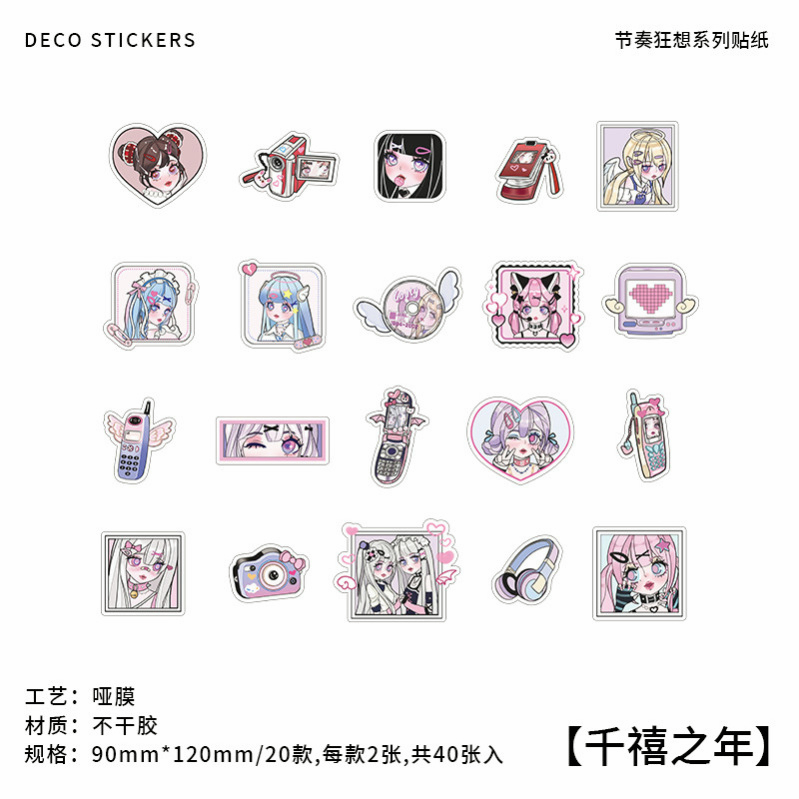 Set 20 Tấm Sticker Dán Trang Trí Sổ Tay Hình Cô Gái Hoạt Hình Đáng Yêu