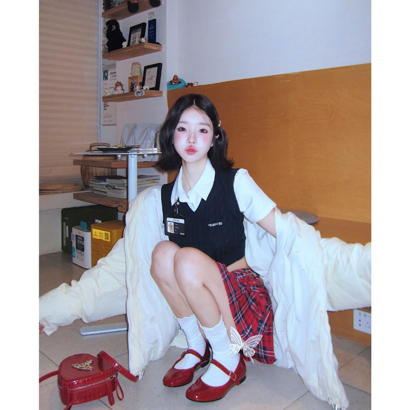 Cocory vn Áo Thun POLO Ngắn Tay Cổ Chữ V + Áo Dệt Kim Cộc Tay Phong Cách Hàn Quốc Cho Nữ