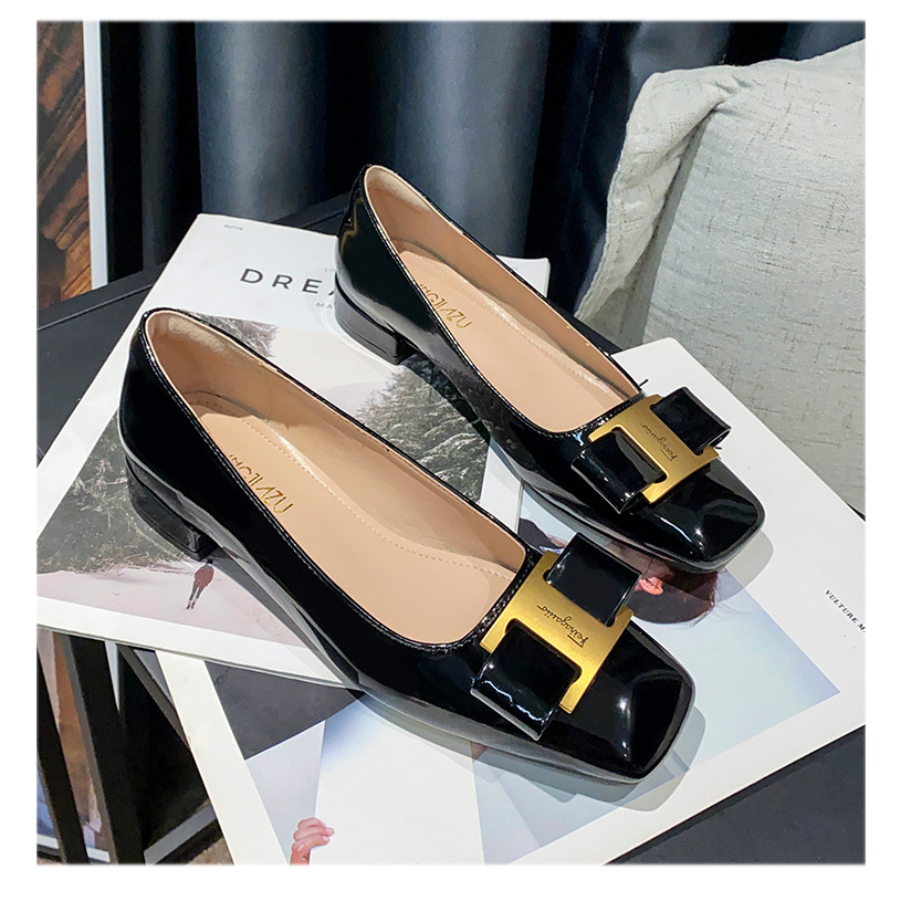 Giày Cao Gót 3Cm Da Bóng Mũi Vuông Size 33-42 Thời Trang Mùa Hè 2023 Cho Nữ