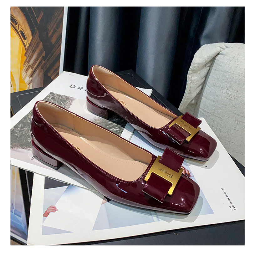 Giày Cao Gót 3Cm Da Bóng Mũi Vuông Size 33-42 Thời Trang Mùa Hè 2023 Cho Nữ