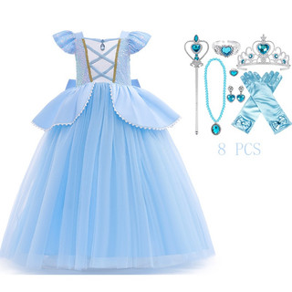 Cinderella princess children girl dress 2023 fashion cosplay costume party princess dress up cinderella summer patchwork birthday party outfit