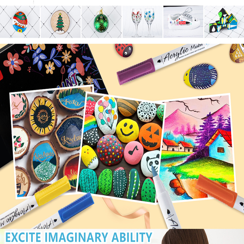 Set 12 / 24 / 36 Bút Màu Vẽ Tranh Đầu Mềm Bằng Acrylic Diy