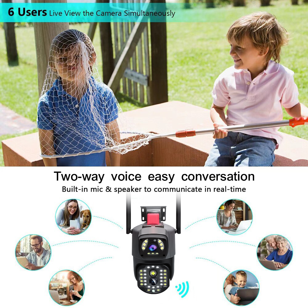 LLSEE V380 Pro , camera 2 mắt ngoài trời, camera wifi không dây 360 độ, 8MP, 4K, tầm nhìn ban đêm đầy màu sắc, giao tiếp hai chiều, báo động theo dõi tự động.