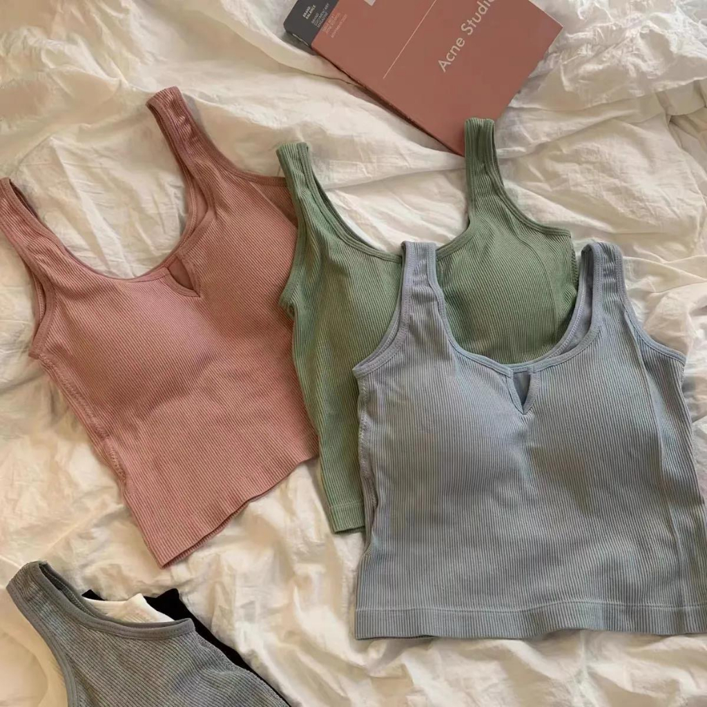 Áo Lót Hai Dây Có Đệm Ngực Màu Trắng Đen Thời Trang Mùa Hè Cho Nữ