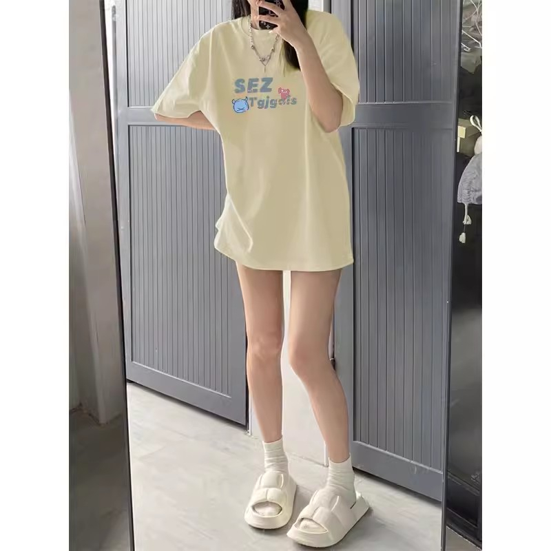 Áo Thun Cotton Tay Ngắn Dáng Rộng In Họa Tiết Anime Thời Trang Cho Nữ