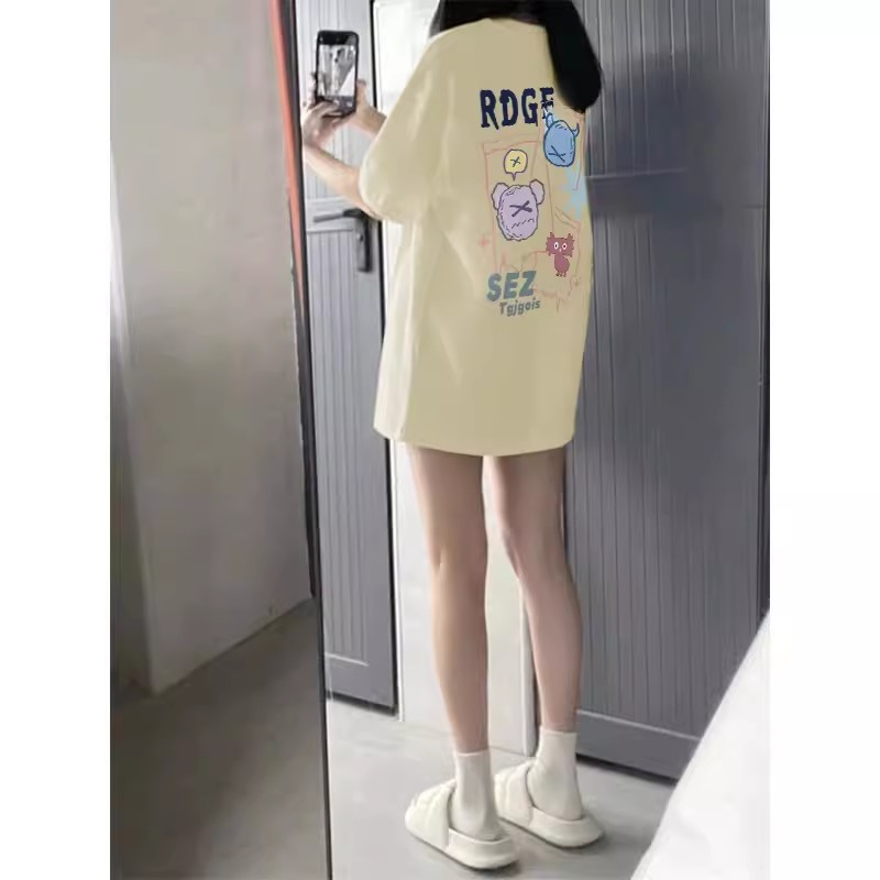 Áo Thun Cotton Tay Ngắn Dáng Rộng In Họa Tiết Anime Thời Trang Cho Nữ