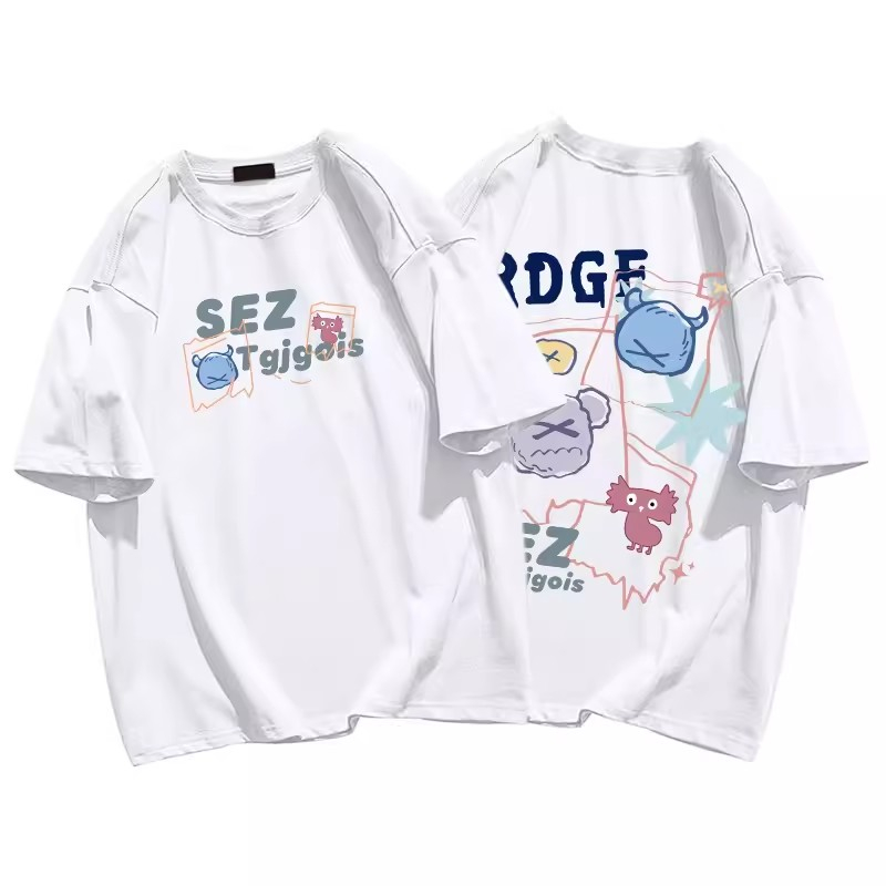 Áo Thun Cotton Tay Ngắn Dáng Rộng In Họa Tiết Anime Thời Trang Cho Nữ